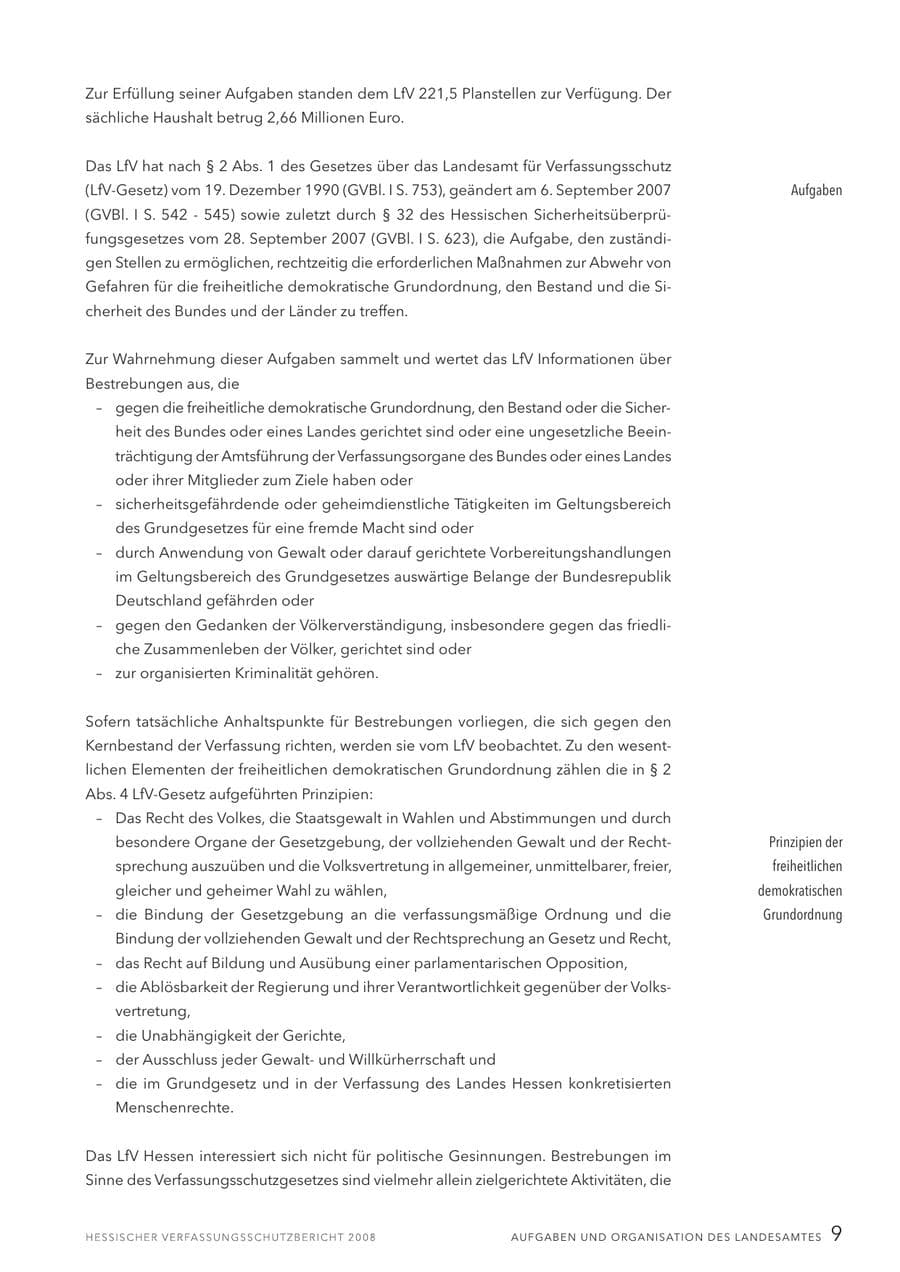 Seite 10 des Verfassungsschutzbericht 2008 Hessen