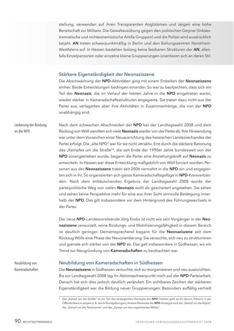 Seite 91 des Verfassungsschutzbericht 2008 Hessen