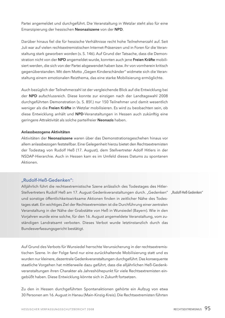 Seite 96 des Verfassungsschutzbericht 2008 Hessen