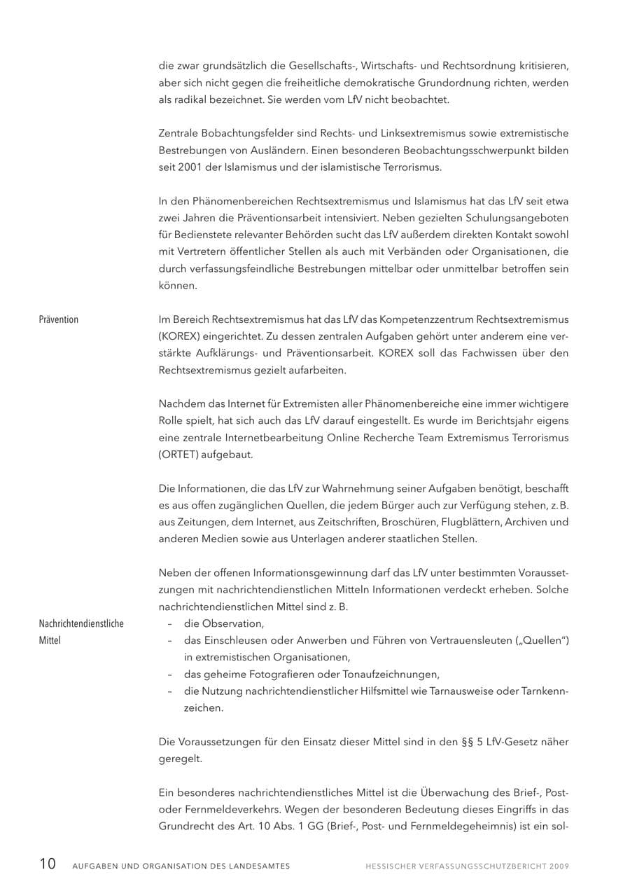 Seite 11 des Verfassungsschutzbericht 2009 Hessen