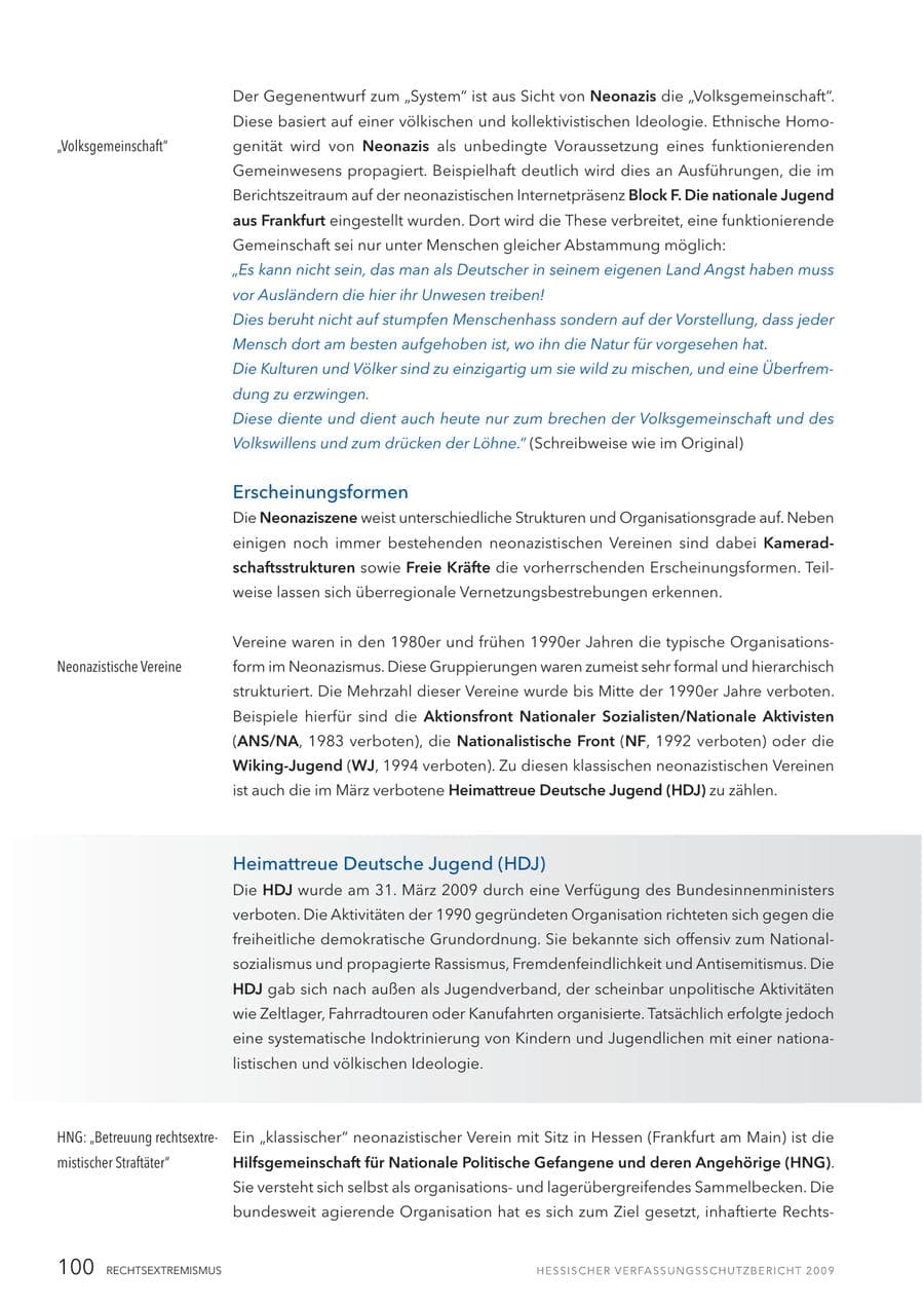 Seite 101 des Verfassungsschutzbericht 2009 Hessen