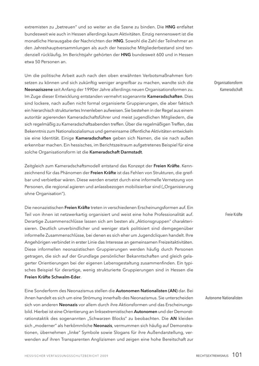 Seite 102 des Verfassungsschutzbericht 2009 Hessen