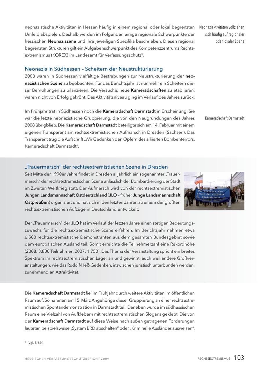 Seite 104 des Verfassungsschutzbericht 2009 Hessen