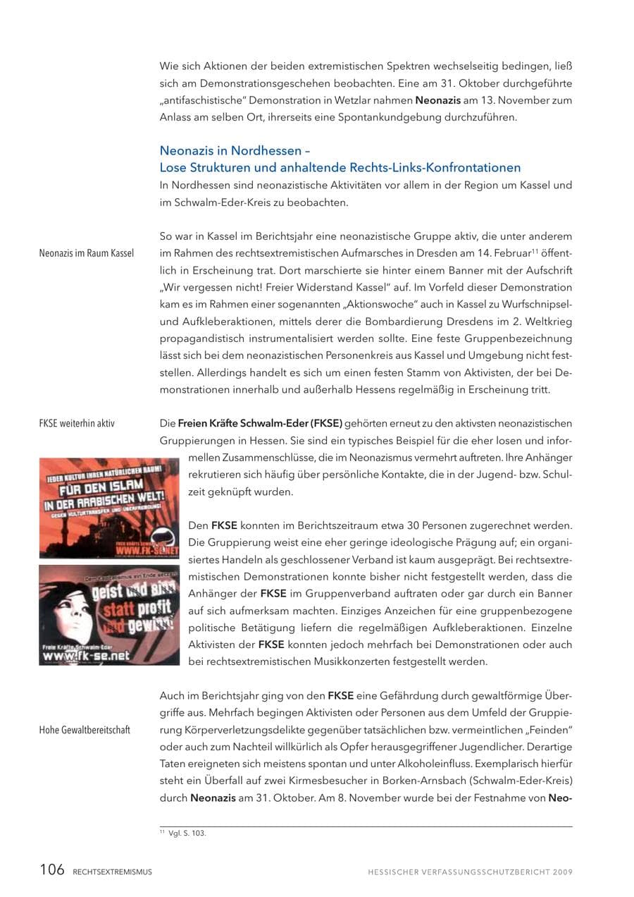 Seite 107 des Verfassungsschutzbericht 2009 Hessen
