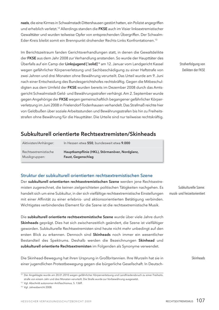 Seite 108 des Verfassungsschutzbericht 2009 Hessen