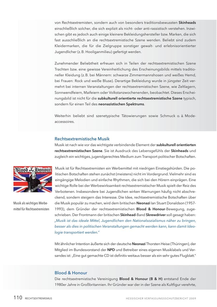 Seite 111 des Verfassungsschutzbericht 2009 Hessen