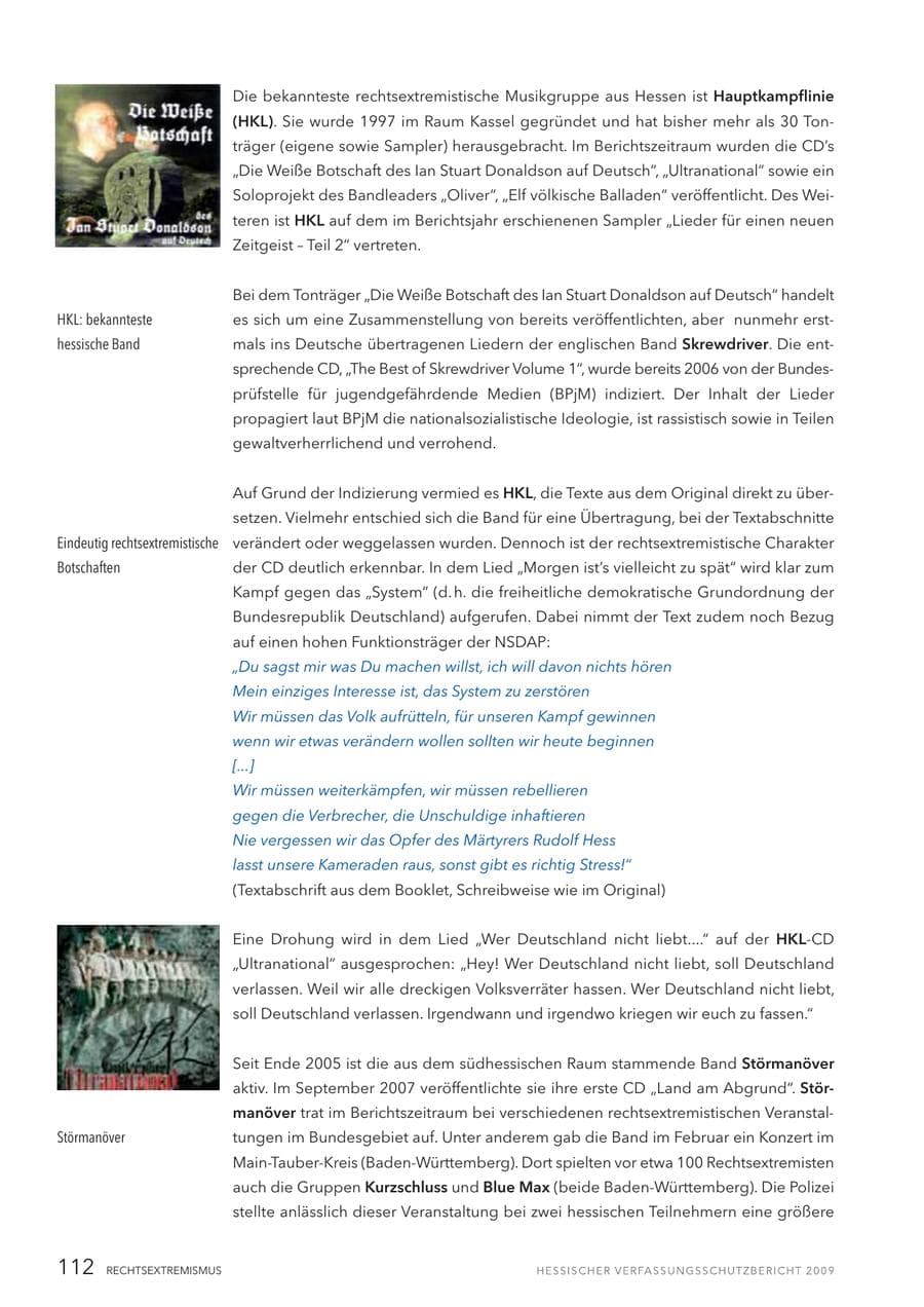 Seite 113 des Verfassungsschutzbericht 2009 Hessen