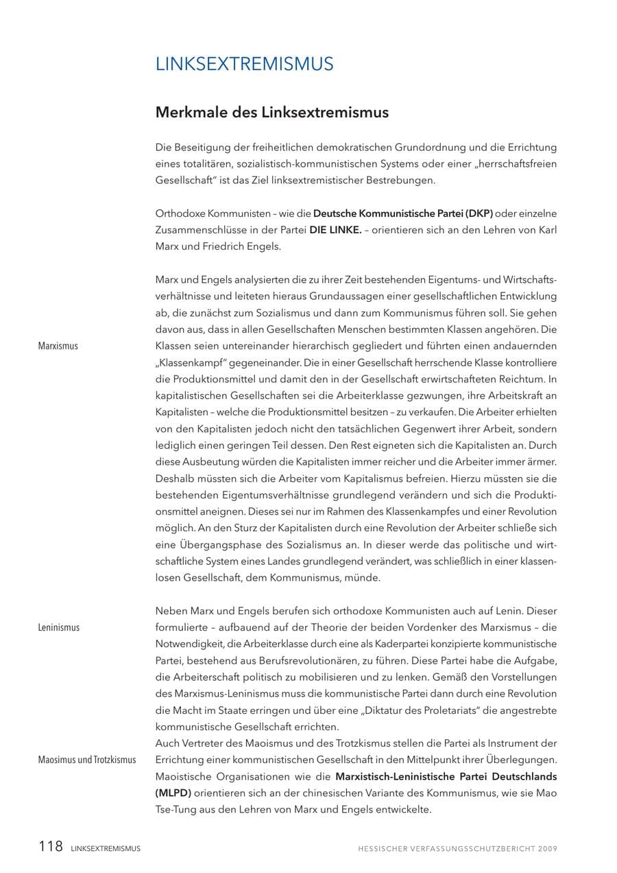 Seite 119 des Verfassungsschutzbericht 2009 Hessen