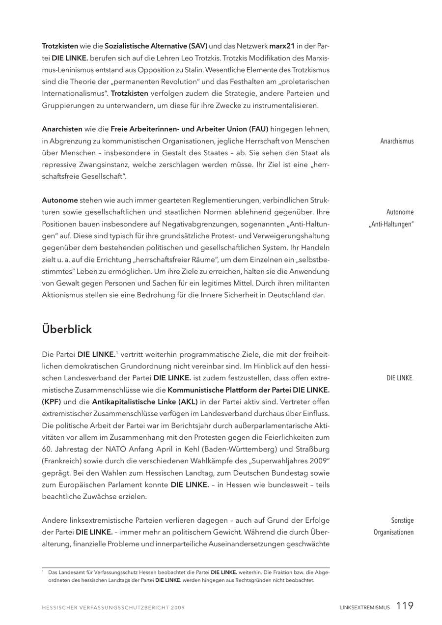 Seite 120 des Verfassungsschutzbericht 2009 Hessen