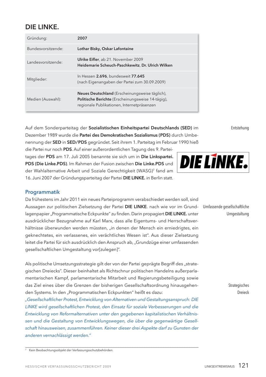 Seite 122 des Verfassungsschutzbericht 2009 Hessen