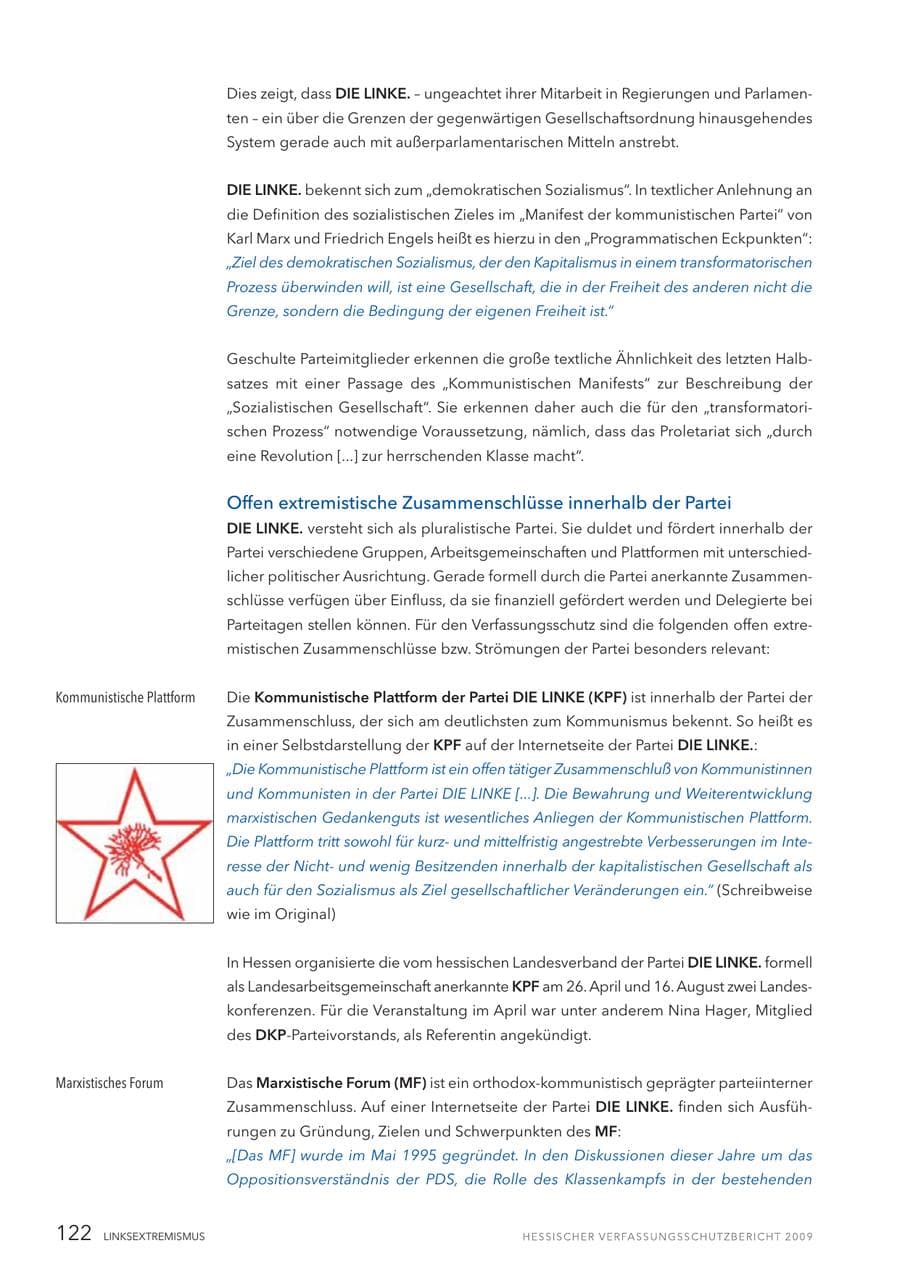 Seite 123 des Verfassungsschutzbericht 2009 Hessen