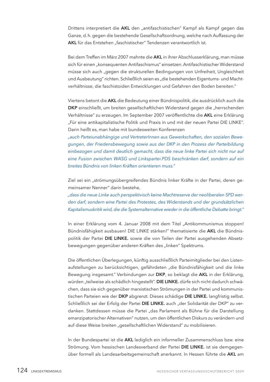 Seite 125 des Verfassungsschutzbericht 2009 Hessen