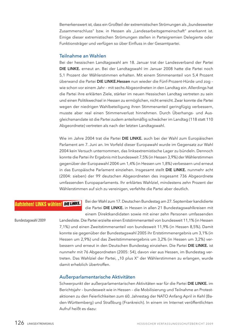 Seite 127 des Verfassungsschutzbericht 2009 Hessen