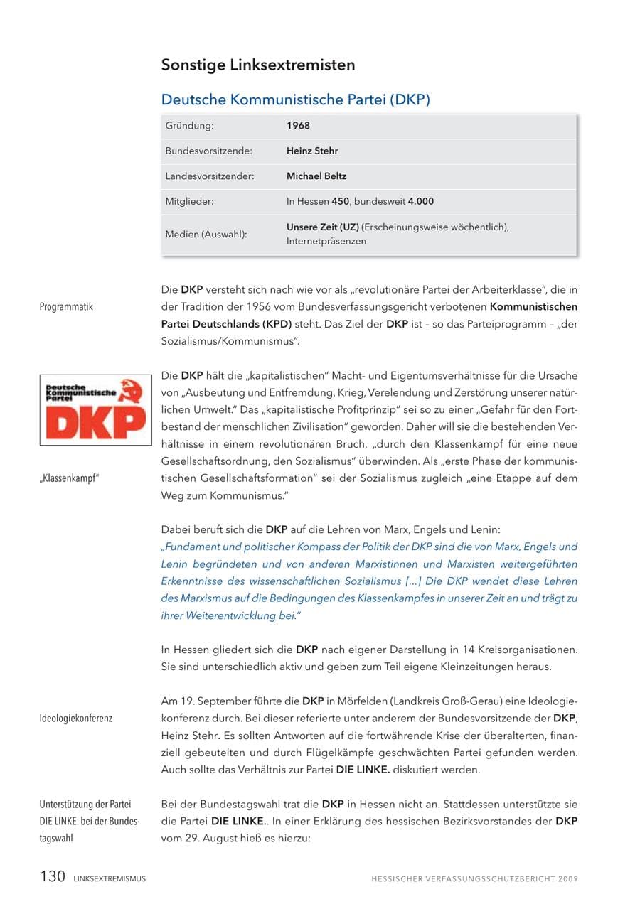 Seite 131 des Verfassungsschutzbericht 2009 Hessen