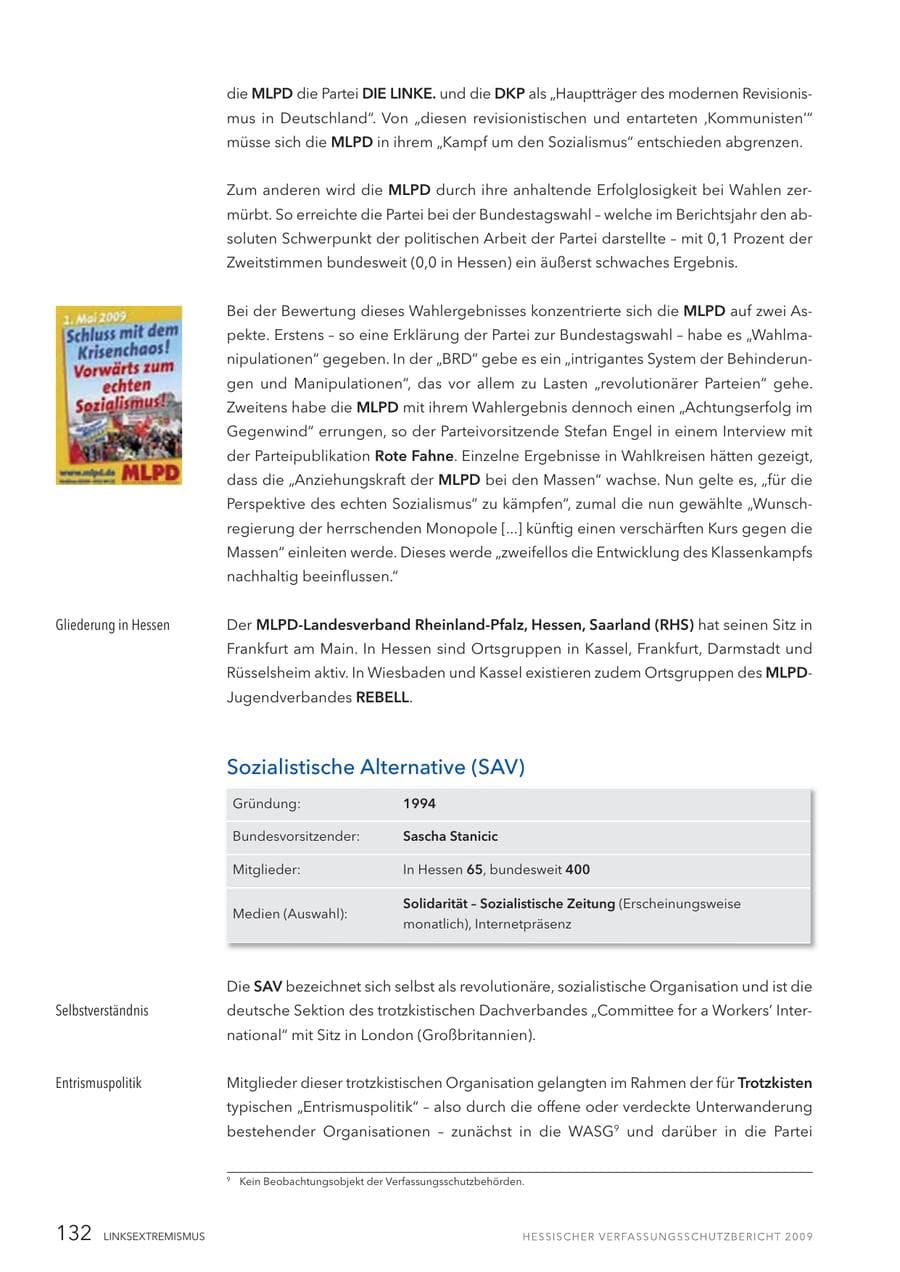 Seite 133 des Verfassungsschutzbericht 2009 Hessen