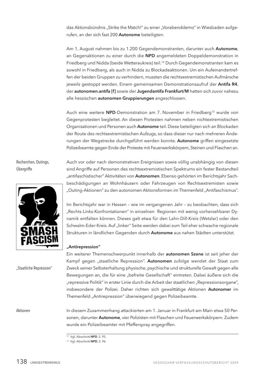 Seite 139 des Verfassungsschutzbericht 2009 Hessen