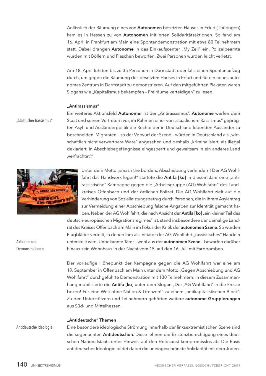 Seite 141 des Verfassungsschutzbericht 2009 Hessen