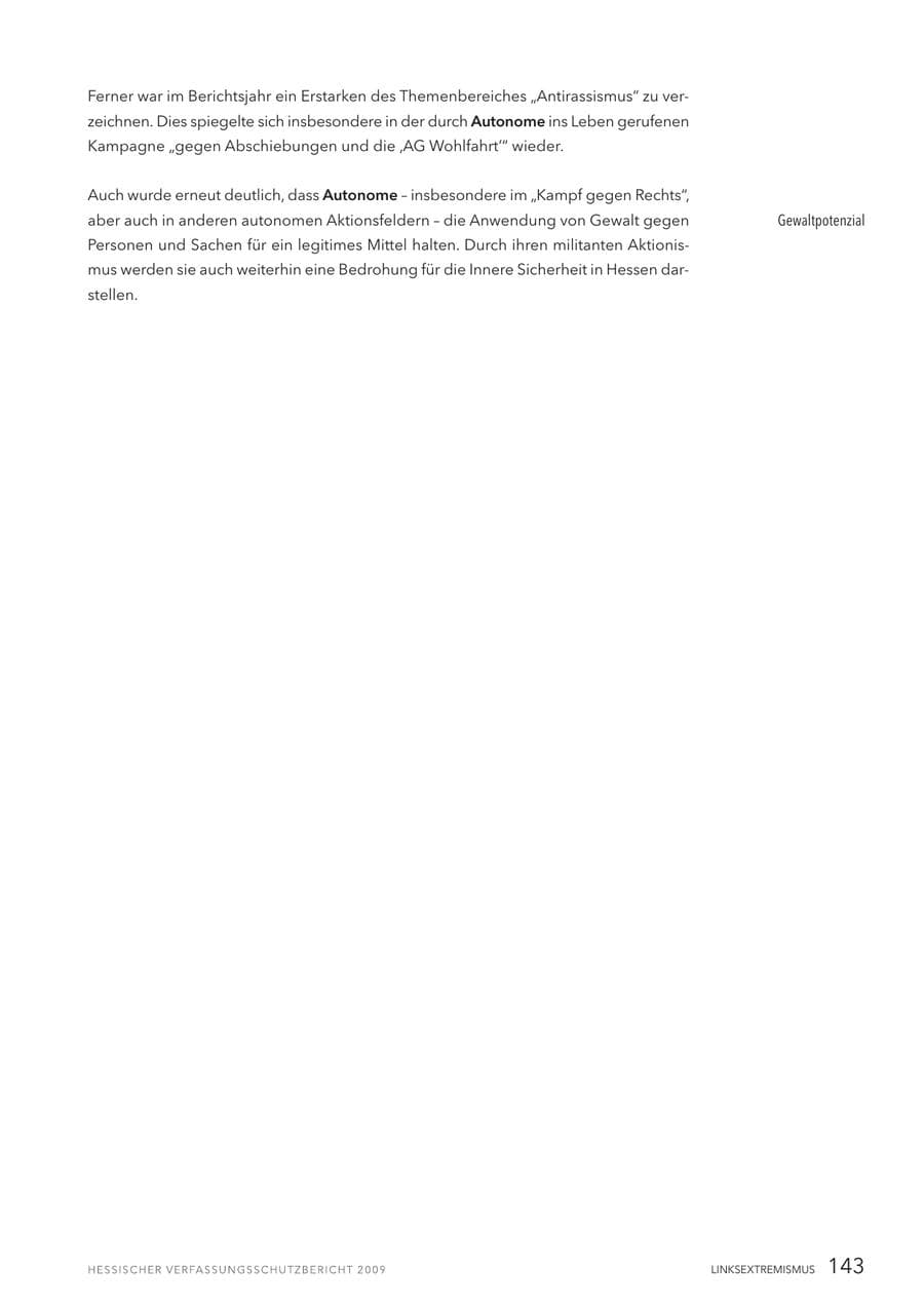 Seite 144 des Verfassungsschutzbericht 2009 Hessen