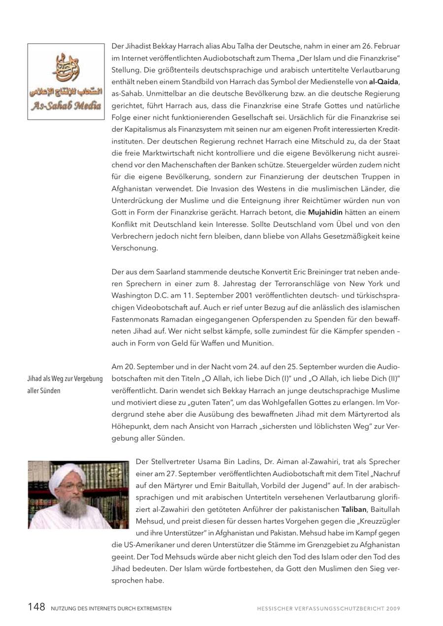 Seite 149 des Verfassungsschutzbericht 2009 Hessen