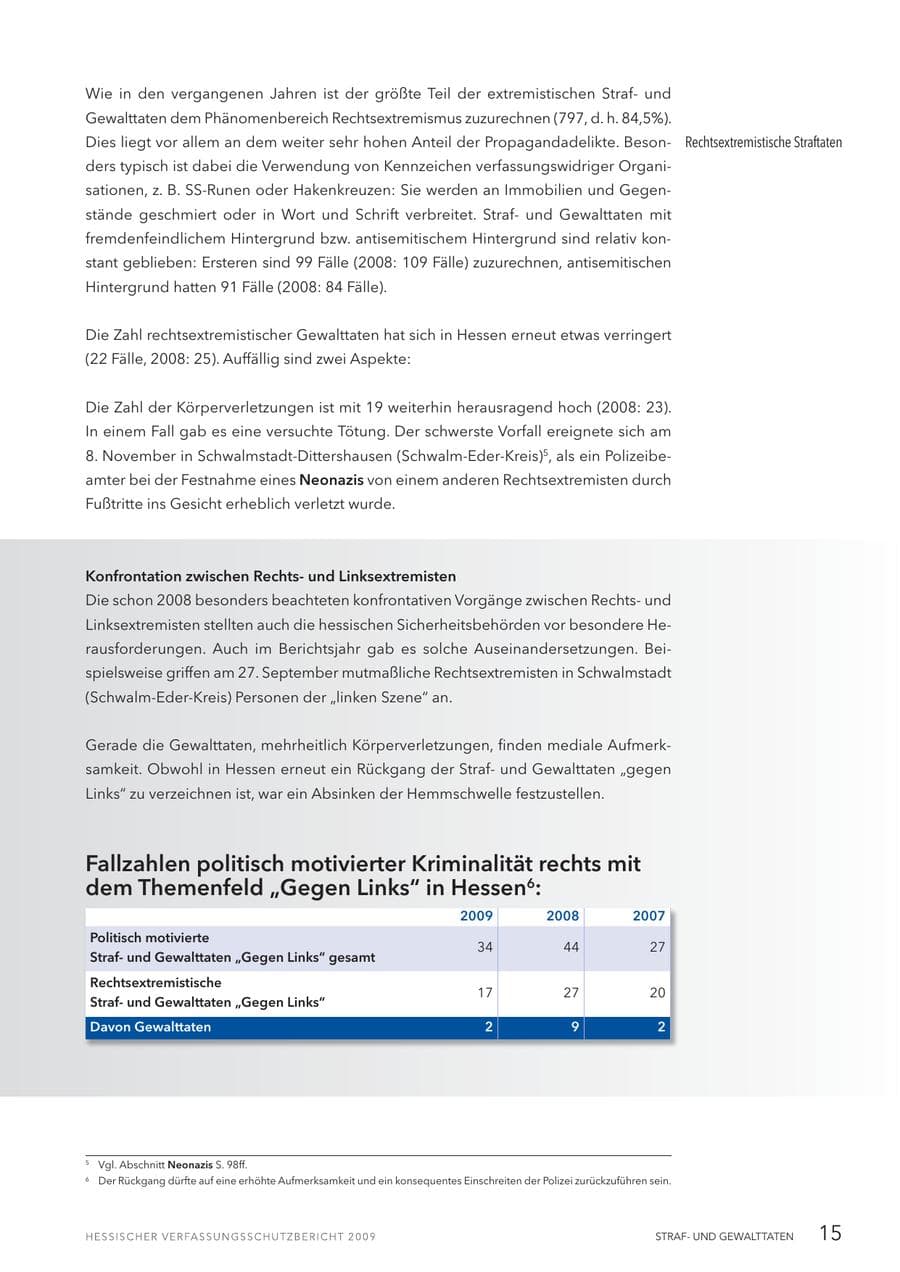Seite 16 des Verfassungsschutzbericht 2009 Hessen