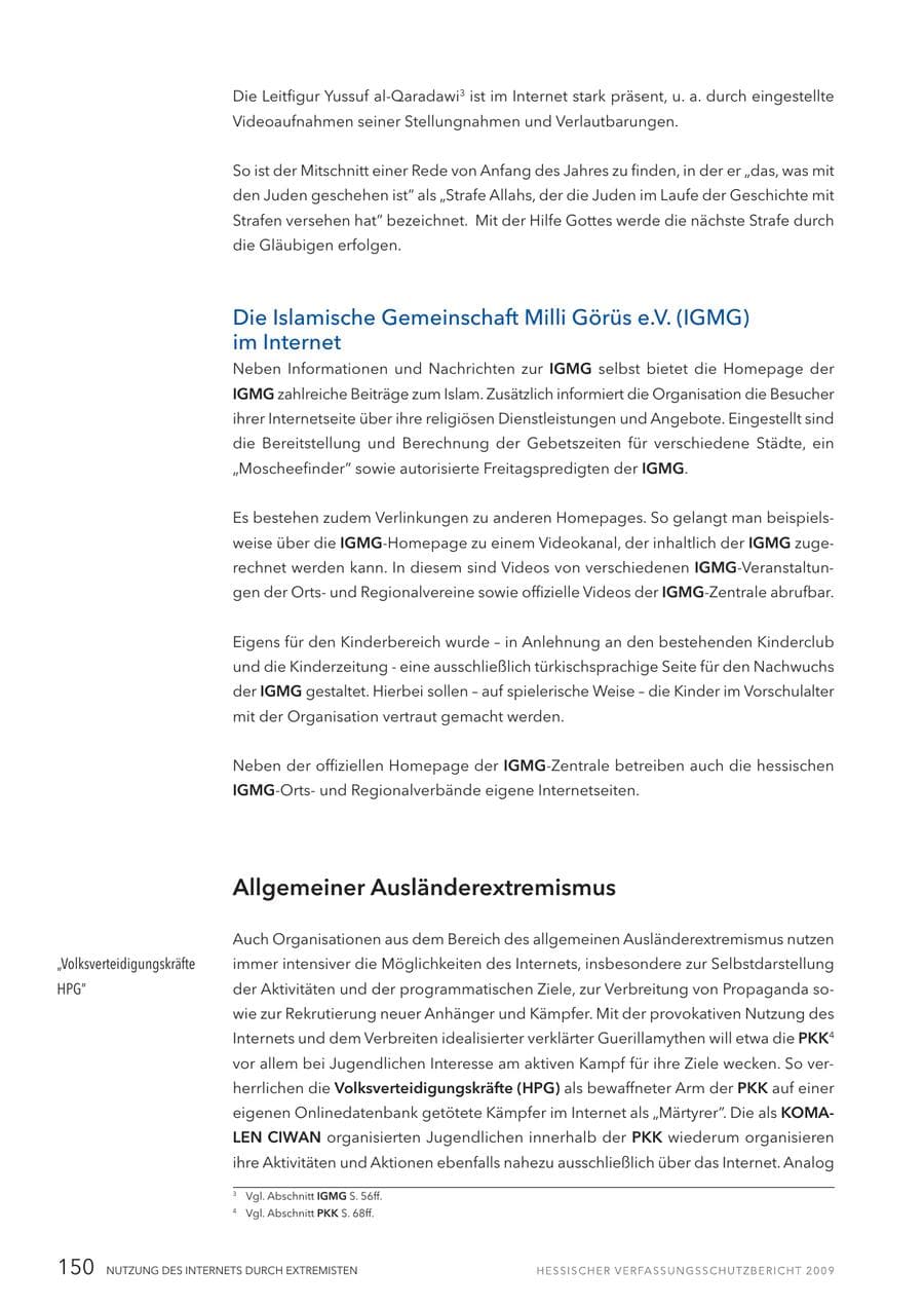 Seite 151 des Verfassungsschutzbericht 2009 Hessen
