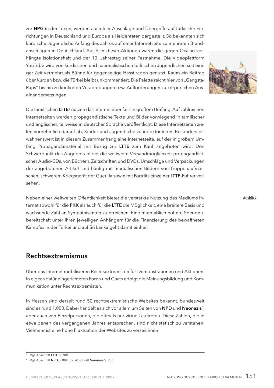 Seite 152 des Verfassungsschutzbericht 2009 Hessen