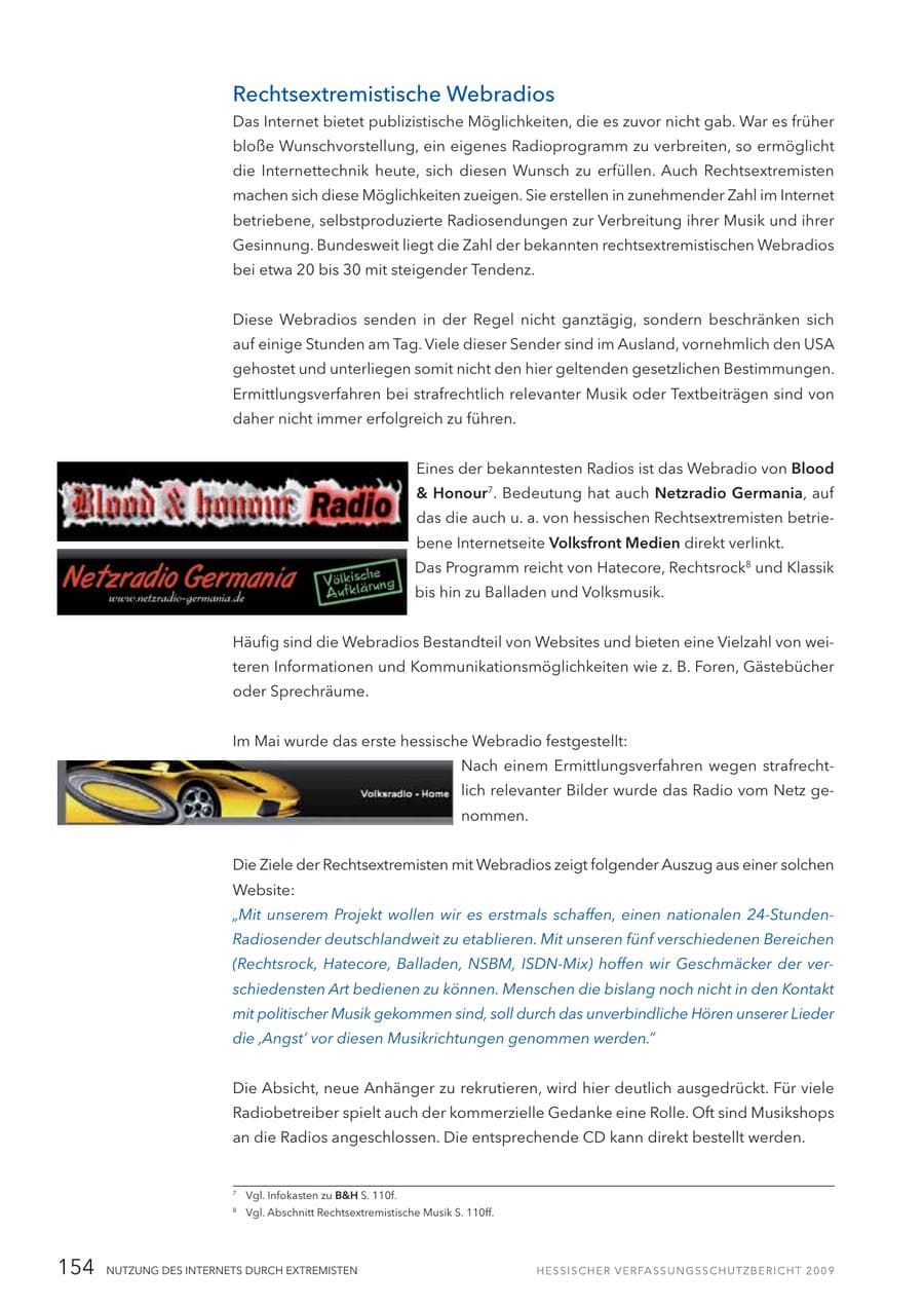 Seite 155 des Verfassungsschutzbericht 2009 Hessen