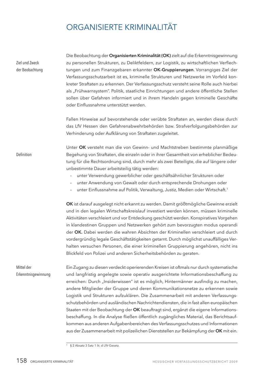 Seite 159 des Verfassungsschutzbericht 2009 Hessen