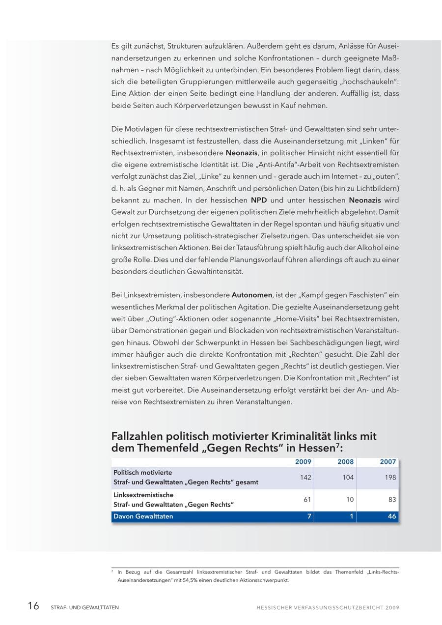 Seite 17 des Verfassungsschutzbericht 2009 Hessen
