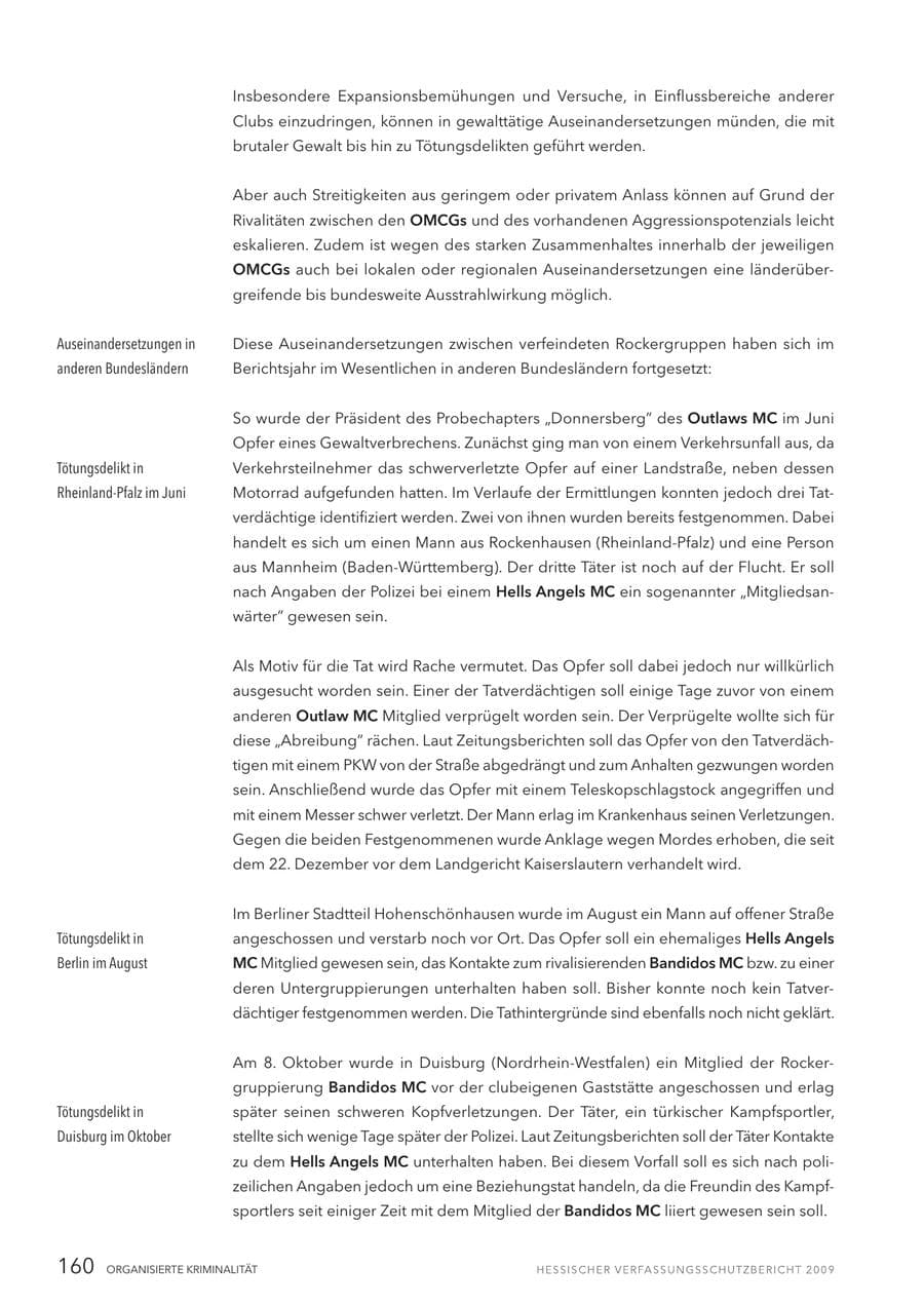 Seite 161 des Verfassungsschutzbericht 2009 Hessen