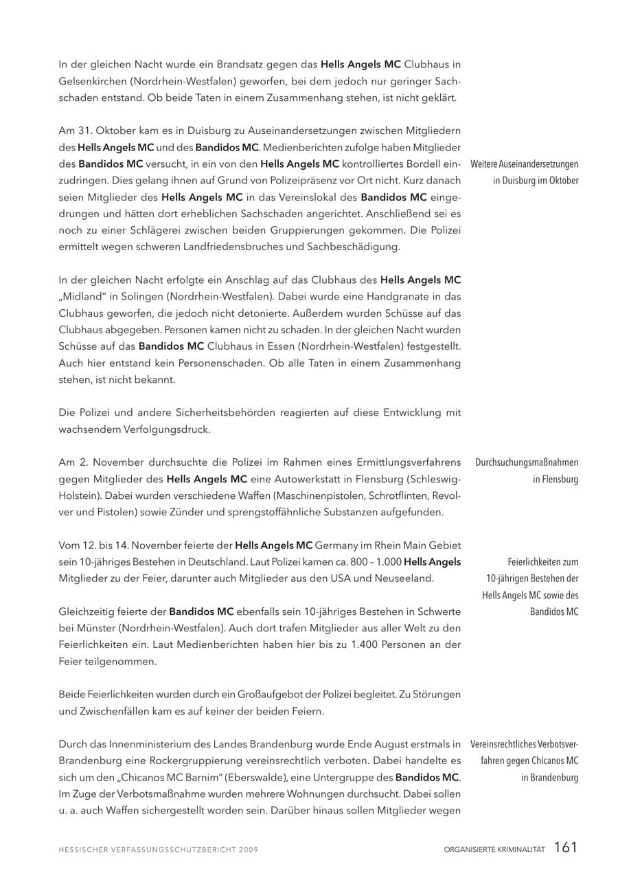 Seite 162 des Verfassungsschutzbericht 2009 Hessen