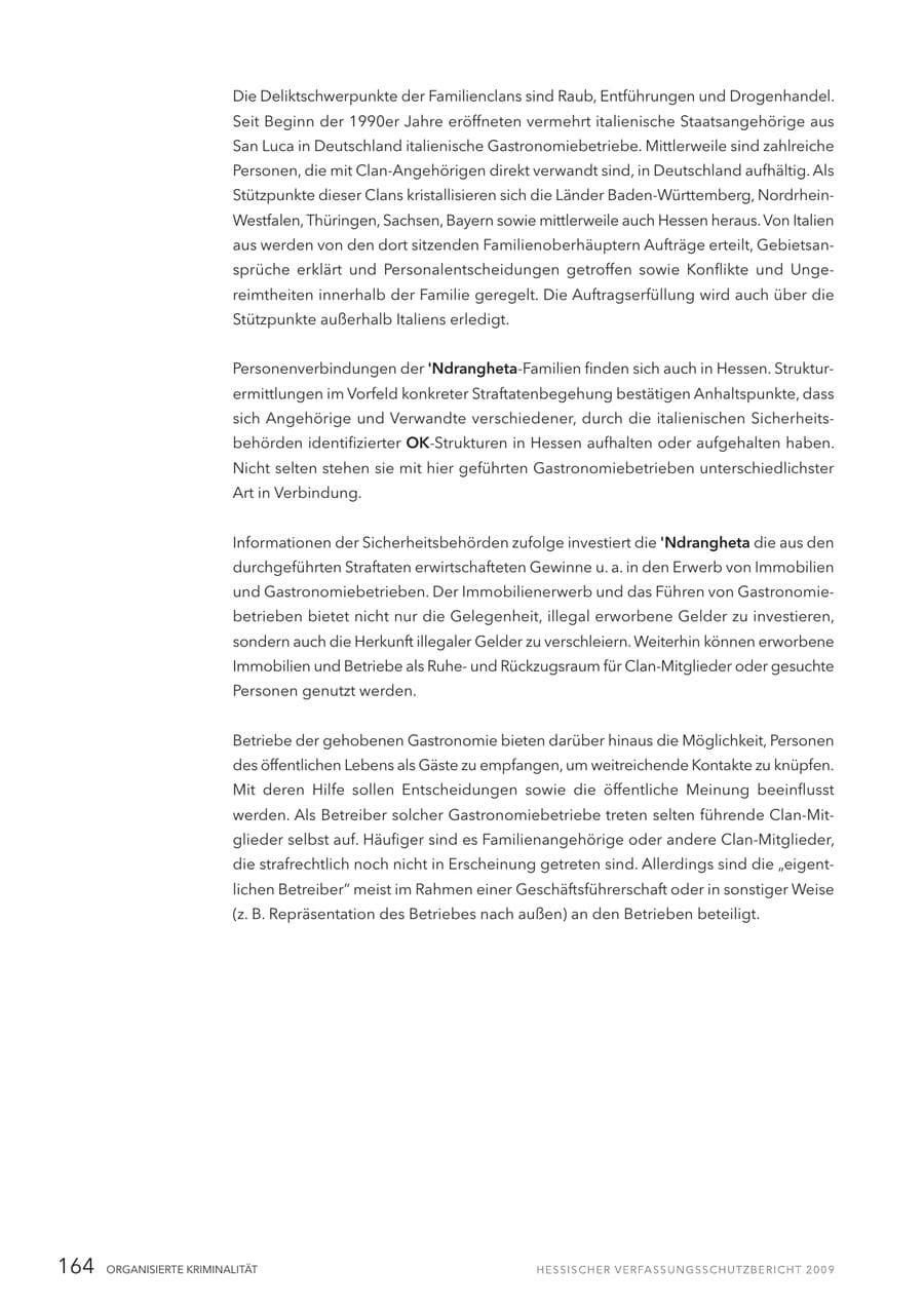 Seite 165 des Verfassungsschutzbericht 2009 Hessen