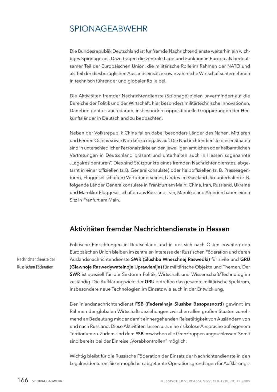 Seite 167 des Verfassungsschutzbericht 2009 Hessen