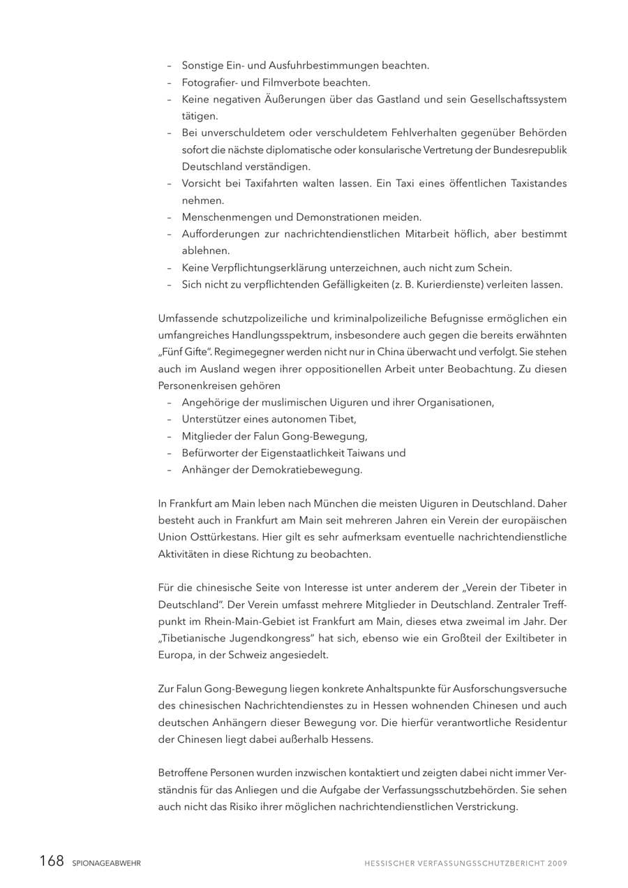 Seite 169 des Verfassungsschutzbericht 2009 Hessen