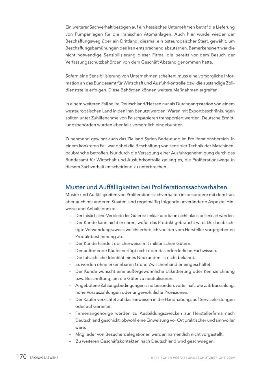 Seite 171 des Verfassungsschutzbericht 2009 Hessen