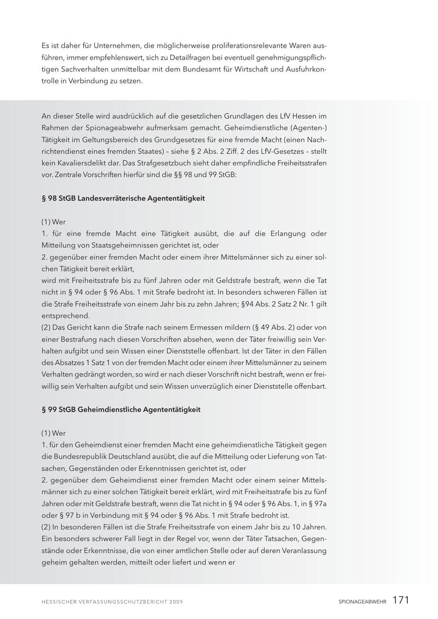 Seite 172 des Verfassungsschutzbericht 2009 Hessen