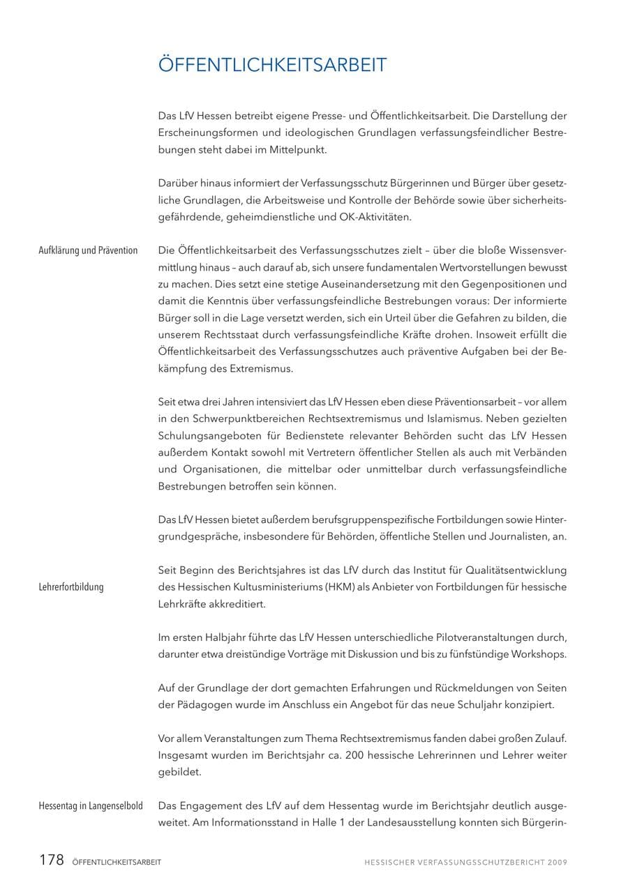 Seite 179 des Verfassungsschutzbericht 2009 Hessen