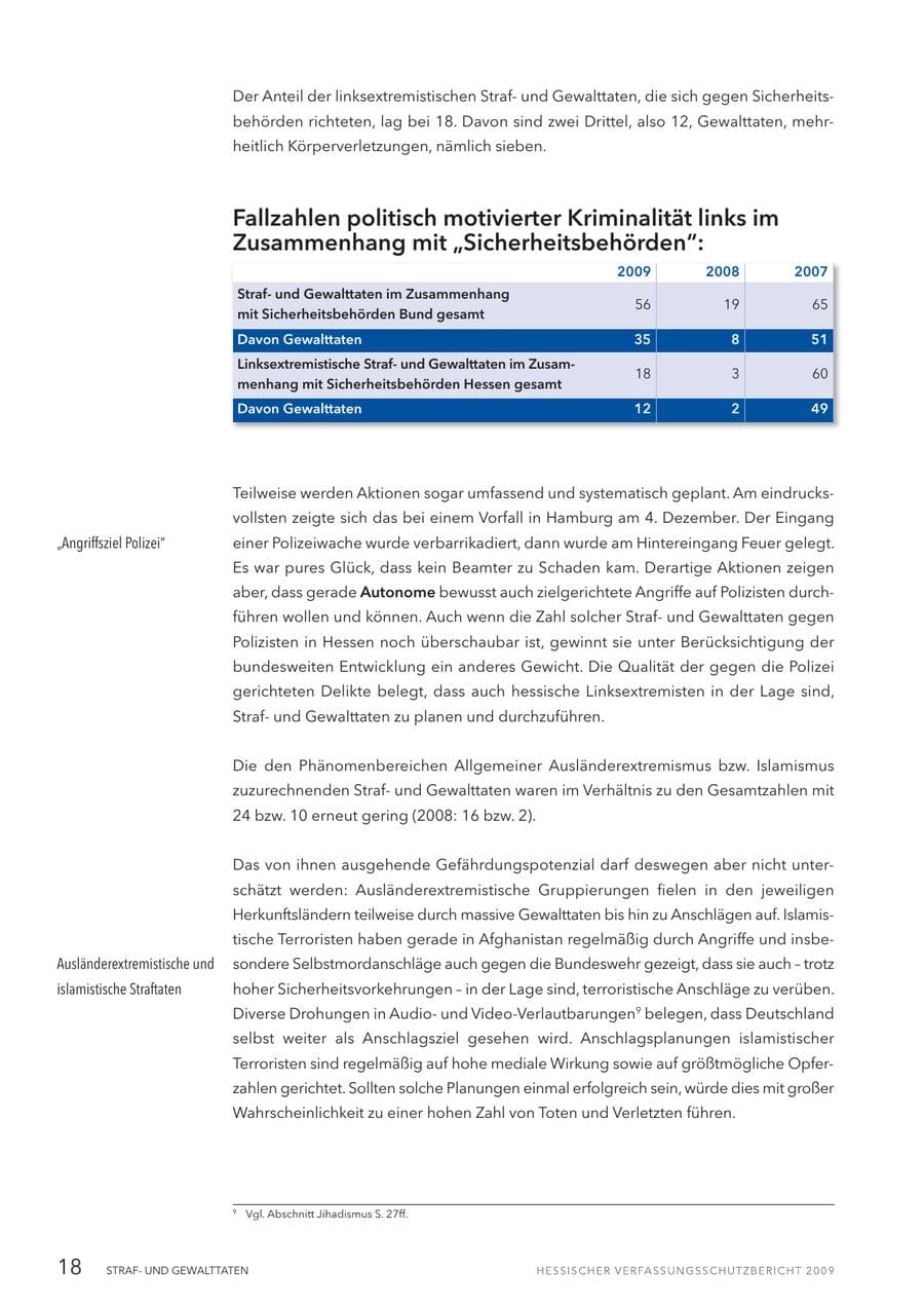 Seite 19 des Verfassungsschutzbericht 2009 Hessen