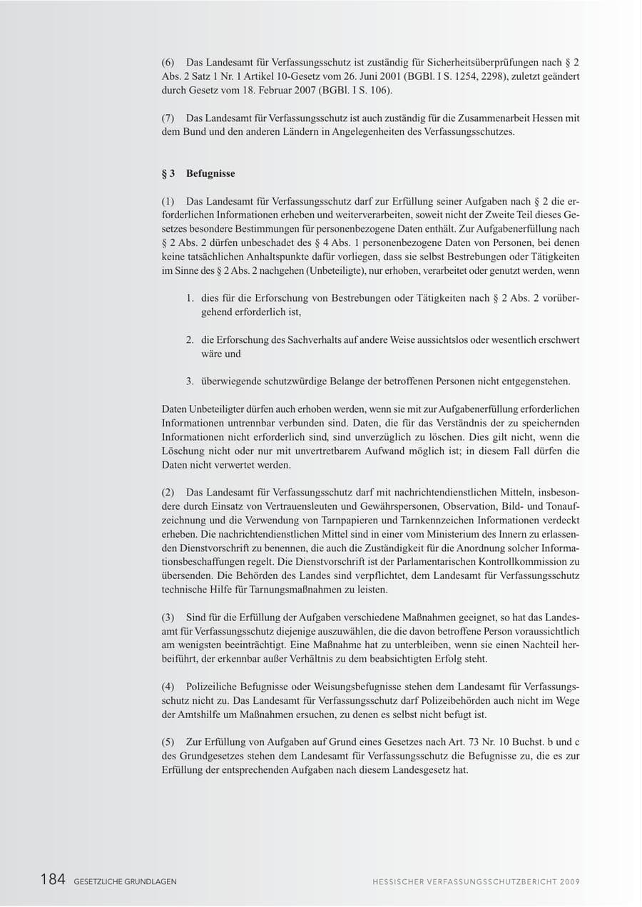 Seite 185 des Verfassungsschutzbericht 2009 Hessen