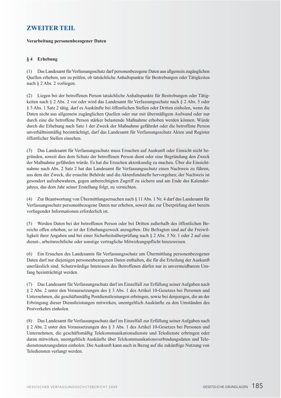Seite 186 des Verfassungsschutzbericht 2009 Hessen