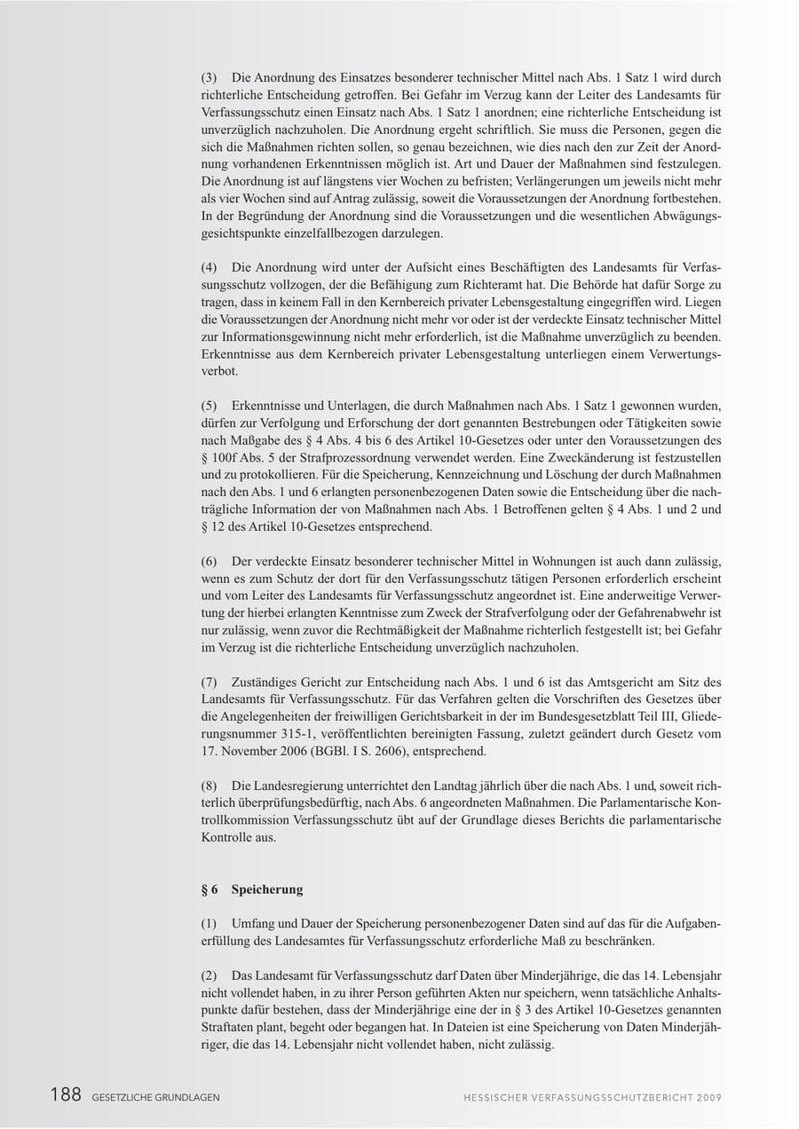 Seite 189 des Verfassungsschutzbericht 2009 Hessen
