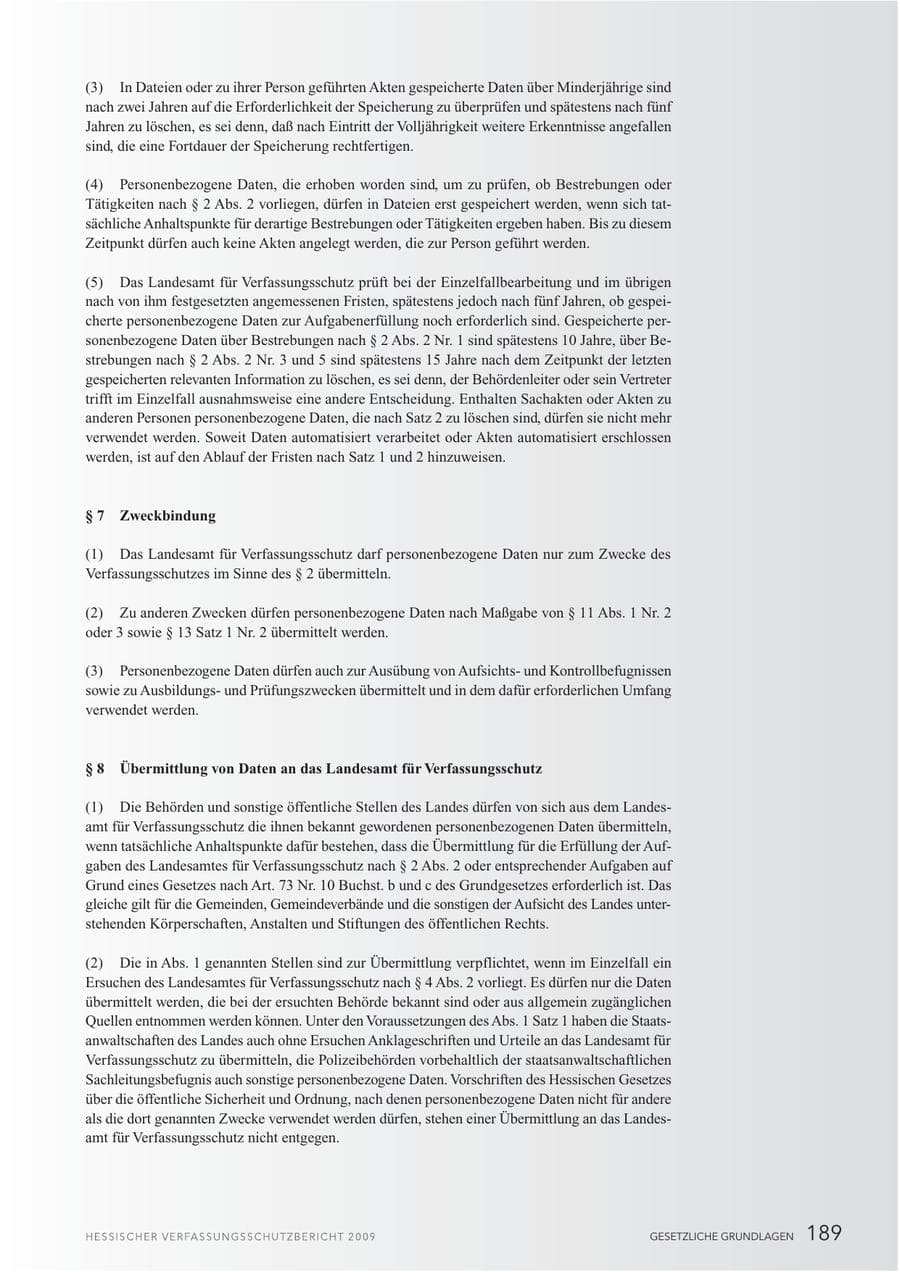 Seite 190 des Verfassungsschutzbericht 2009 Hessen