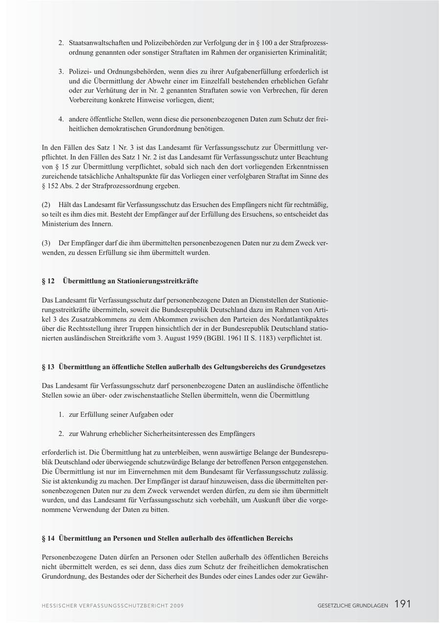 Seite 192 des Verfassungsschutzbericht 2009 Hessen