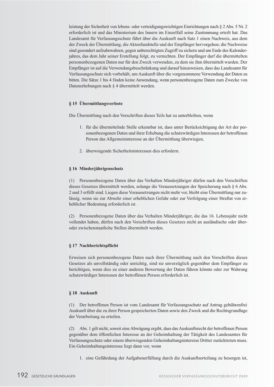 Seite 193 des Verfassungsschutzbericht 2009 Hessen
