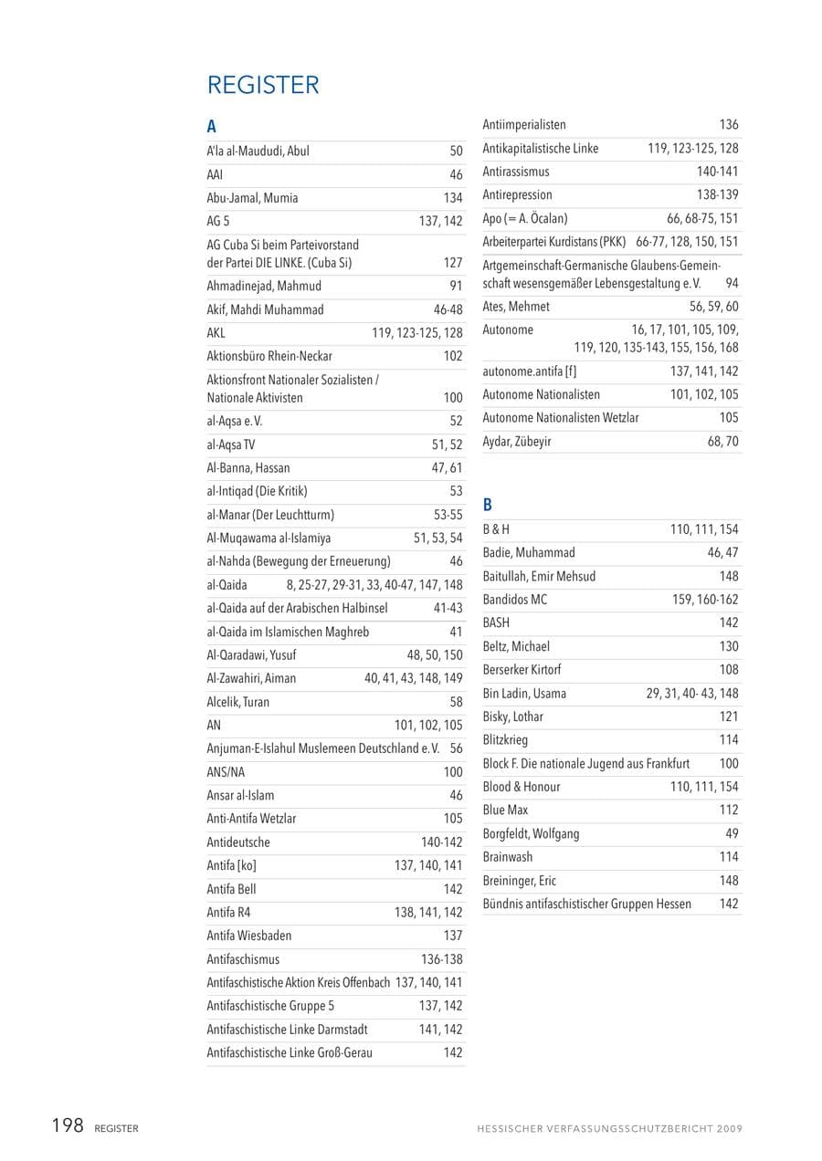 Seite 199 des Verfassungsschutzbericht 2009 Hessen