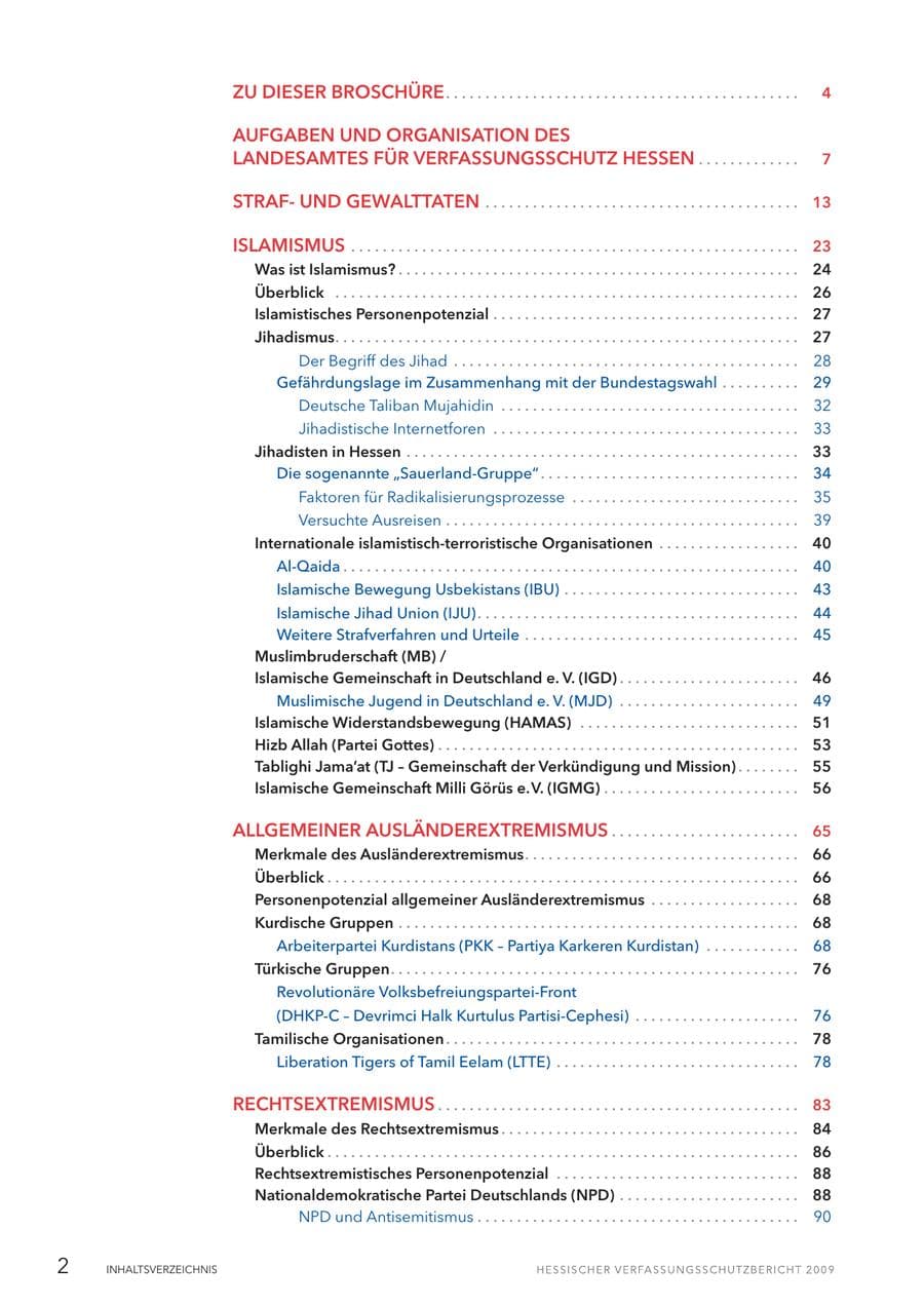 Seite 3 des Verfassungsschutzbericht 2009 Hessen