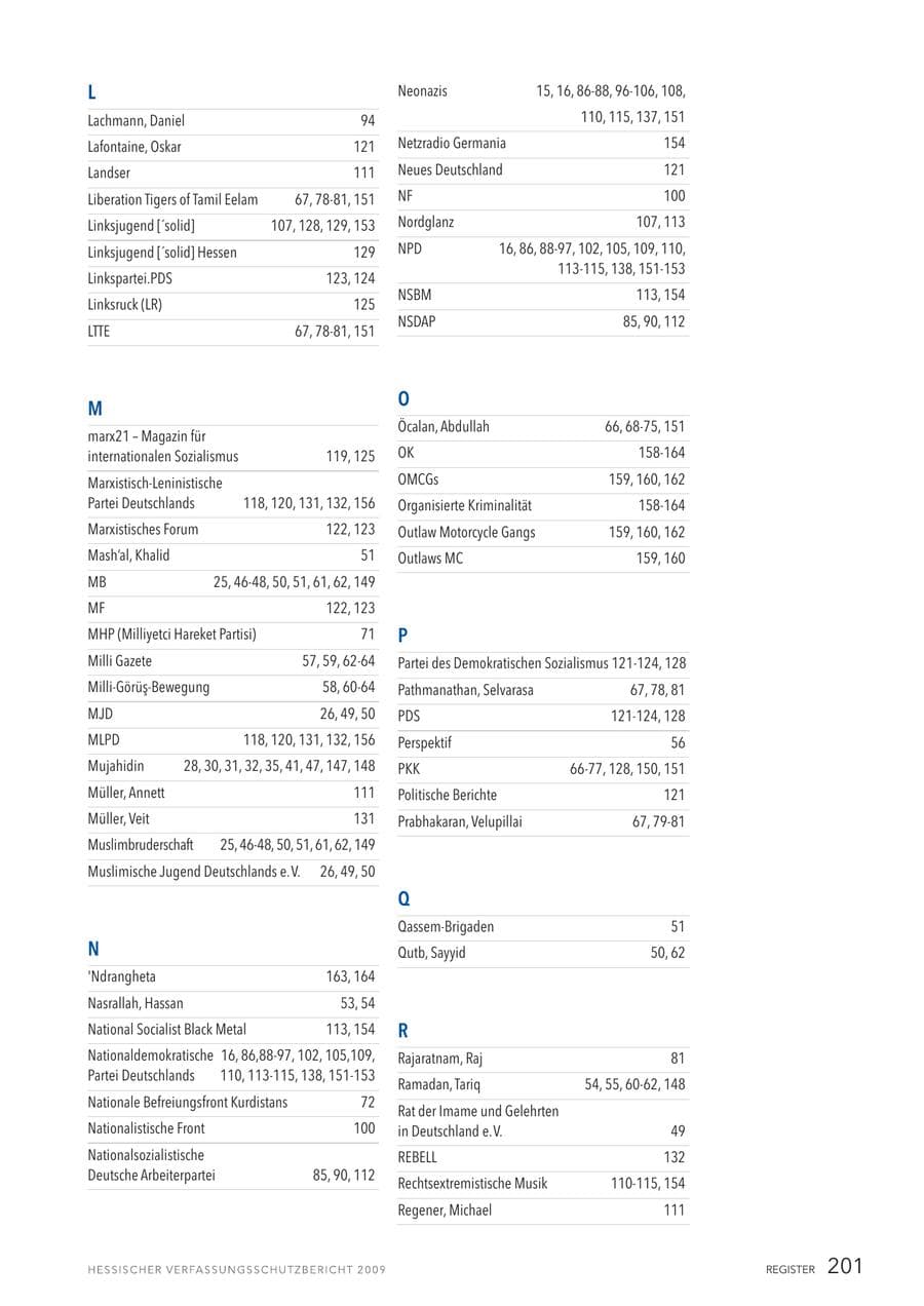 Seite 202 des Verfassungsschutzbericht 2009 Hessen