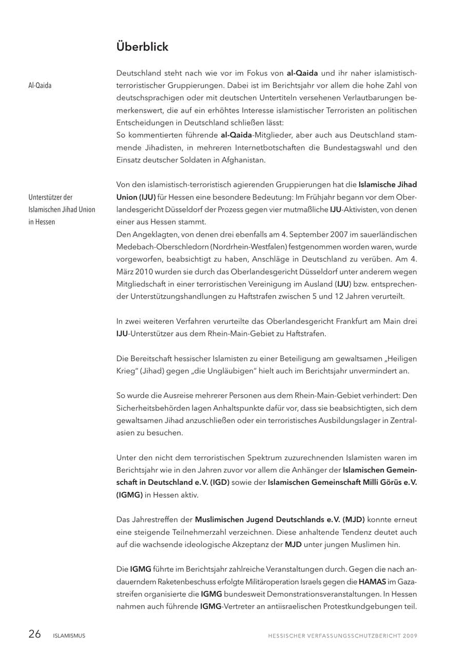Seite 27 des Verfassungsschutzbericht 2009 Hessen