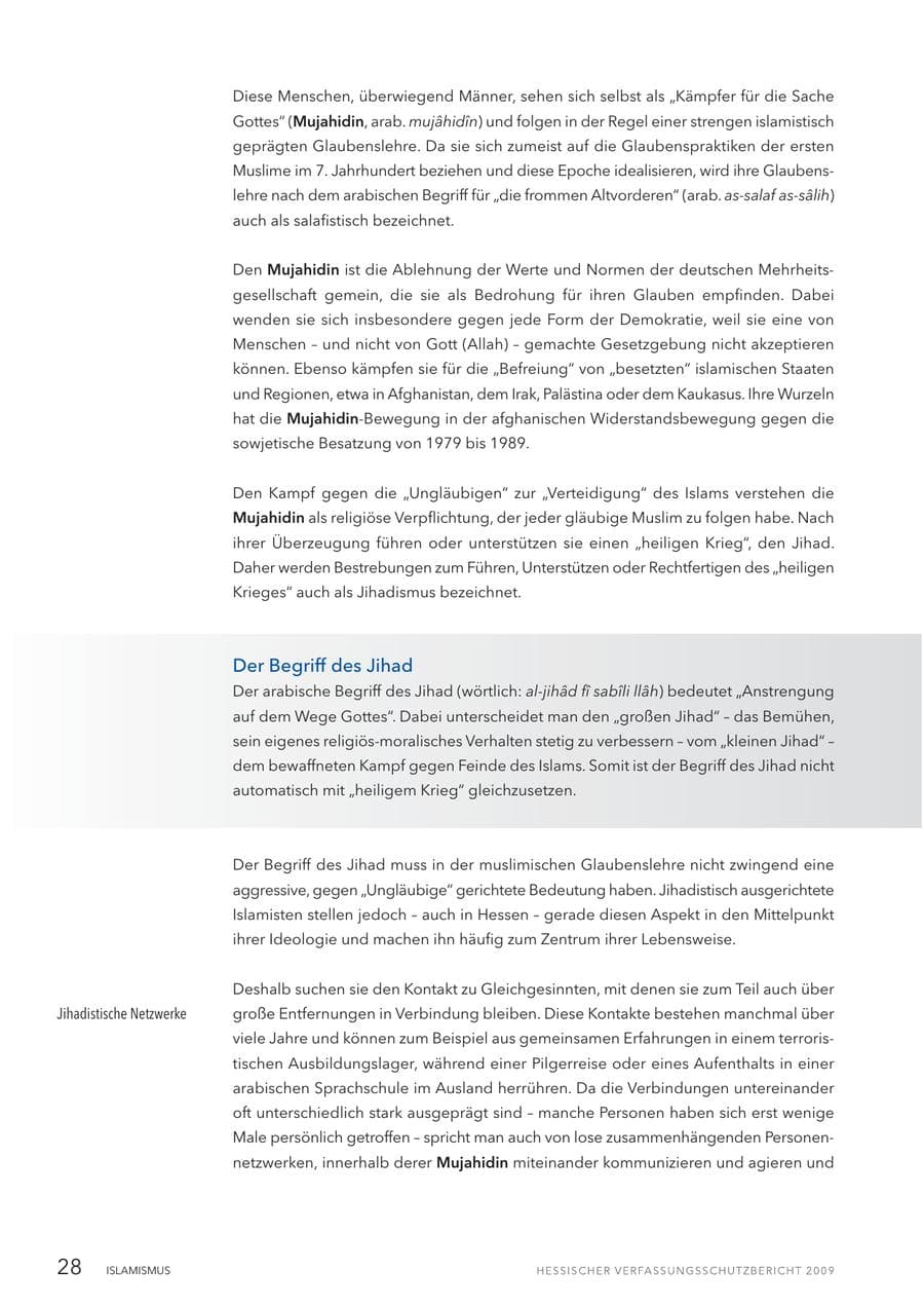Seite 29 des Verfassungsschutzbericht 2009 Hessen