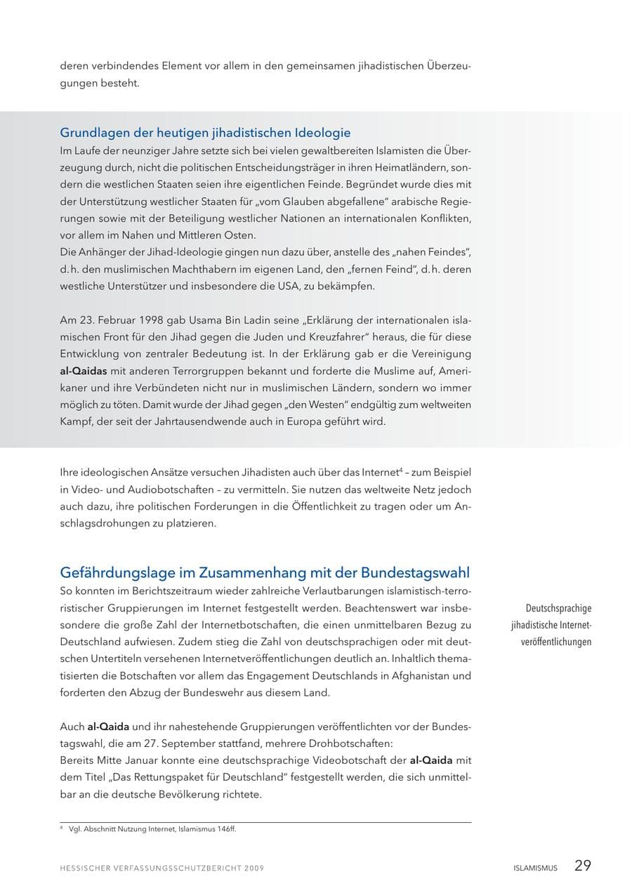 Seite 30 des Verfassungsschutzbericht 2009 Hessen